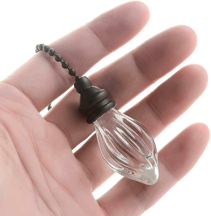 Ceiling Fan Pull Chain, 12 inch Cristal Glass, Polished Antique Finish, 1PCS
