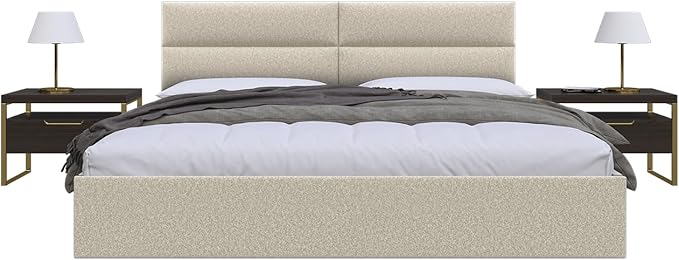 Vänt Upholstered Wall Panels - King/Cal King Size Wall Mounted Headboards - Faux Merino Wool Cream - Twin/King - Set of 4 Panels (Each Individual Panel 39"x11.5")