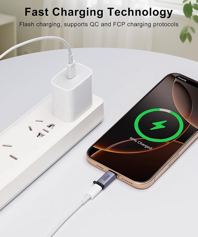 USB-C to Lightning Adapter (2-Pack), Data Transfer and Interface Conversion, Charging - Grey