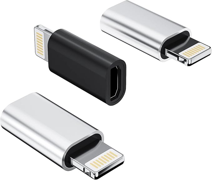 Micro USB Female to Lightning Male Adapter(3pack) Android Charging Cable Port Compatible for iPhone 13 12 11 Pro Max Mini Xs Se 7 8 for iPad Charge Cord Connector Charger Data Sync Converter