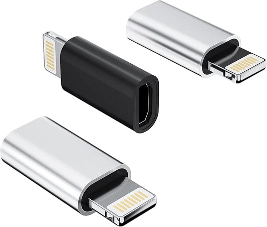 Micro USB Female to Lightning Male Adapter(3pack) Android Charging Cable Port Compatible for iPhone 13 12 11 Pro Max Mini Xs Se 7 8 for iPad Charge Cord Connector Charger Data Sync Converter