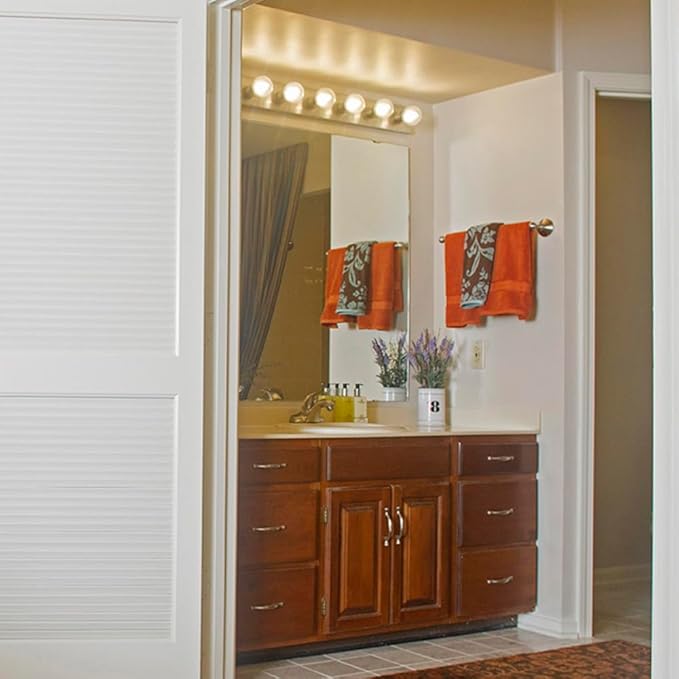 Design House Vanity Lights, 6 Linear Lights, Dimmable, Horizontal or Vertical Use, Uses (6) 60W Bulbs, For Bathroom/Makeup Vanity, Polished Chrome, 36.0 in. L x 4.33 in. H x 2.0 in. D, 500942