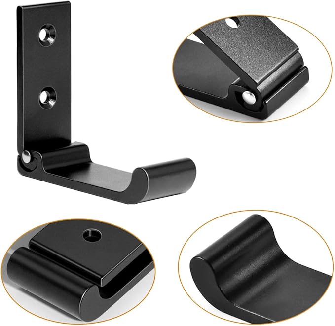Folding Coat Hooks, Matte Black Wall Hooks for Hanging Coats Bathroom Towel Hooks Hardware Heavy Duty Aluminum Alloy Robe Hooks Wall Mounted DIY Coat Rack Hooks No Rust Indoor, Outdoor (6pcs-Black)