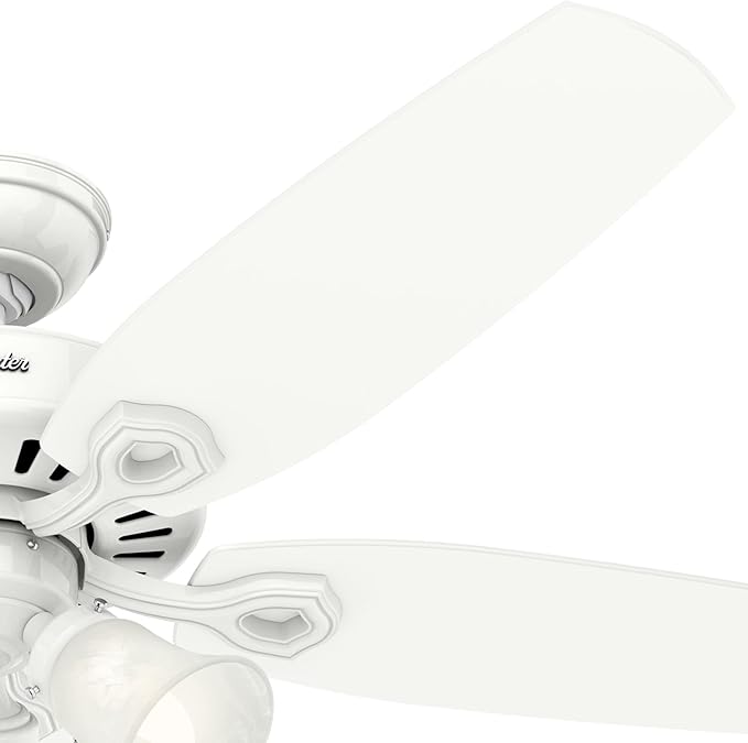 Hunter Fan Company 53236 Hunter Builder Plus Indoor Ceiling Fan with Lights and Remote Control, 52", Snow White Finish