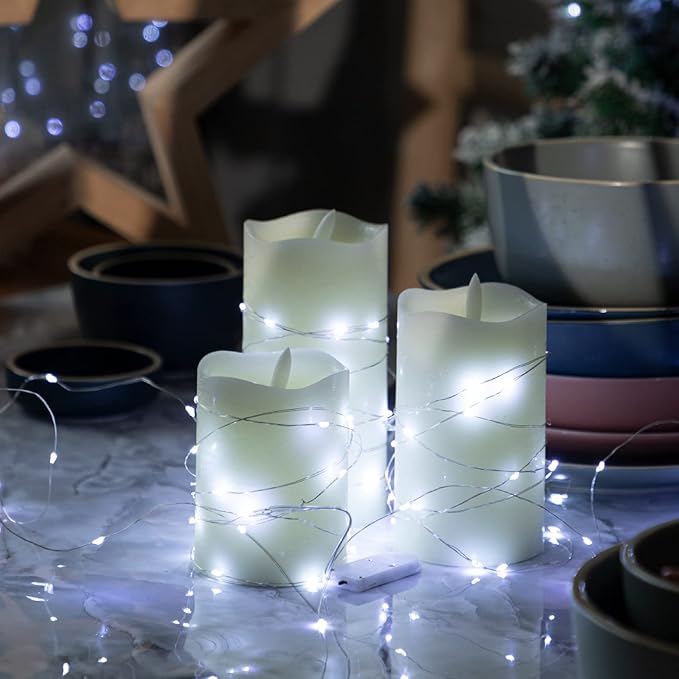 12-Pack LED Fairy Lights 7 Feet Battery Powered Waterproof Silver Wire 20 Slim Copper Wire Pastel Lights for DIY Wedding Party Bedroom Patio Easter Christmas (White)