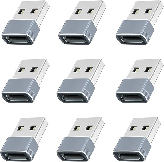 USB to USB C Adapter,USB C Female to USB Male Charger Converter Compatible with Apple Watch Ultra iWatch,Phone 17/16/15/ Pro Max Plus,Pad,S23,Car, Laptop,Charger, Quest Link, etc.9 Packs