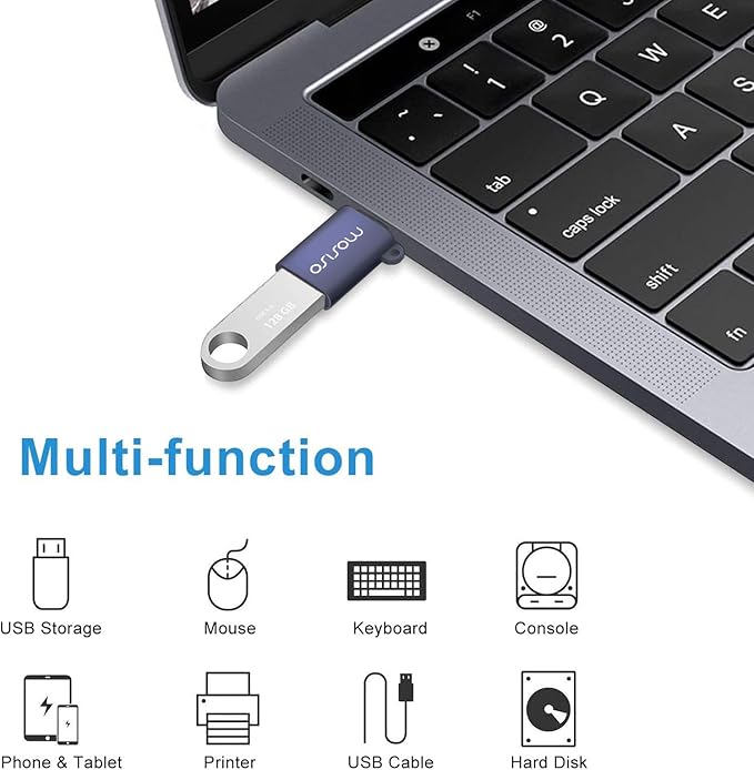 MOSISO USB C to USB Adapter 2 Pack,USB Type-C to USB Connector,Thunderbolt 3 to USB 3.0 Converter OTG Compatible with MacBook Pro 2024-2016/Air 2024-2018/Laptop/Tablet/More Type-C Devices, Navy Blue