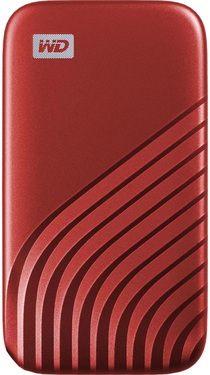 Western Digital 2TB My Passport SSD Portable External Solid State Drive, Red, Sturdy and Blazing Fast, Password Protection with Hardware Encryption - WDBAGF0020BRD-WESN
