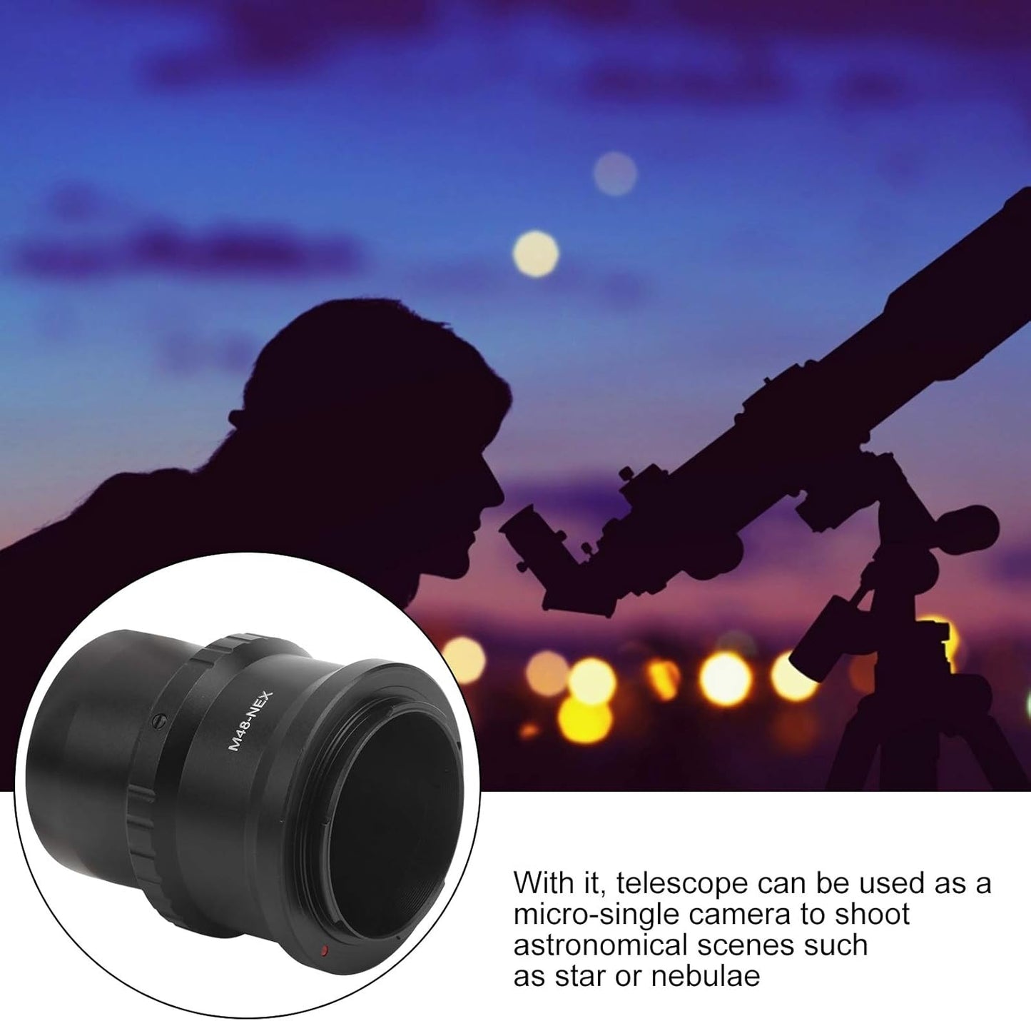 YYOYY Telescope Camera Adapter, 2 Inch M48x0.75mm T-Type Adapter for Sony E Mount Camera