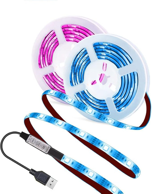 USB LED Strip Lights 13.2ft, Waterproof LED Strip Lights USB Powered RGB Lights with 3 Keys Controller Flexible LED Strip Lights Multicolor Chasing LED Lights for Indoor & Outdoor Decor