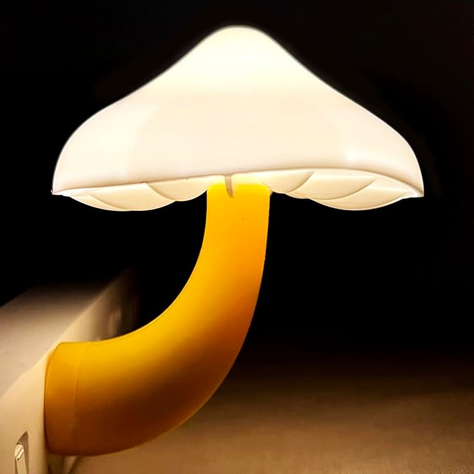 Night Lights Plug into Wall - Sensor LED Mushroom Light, Cute Energy Saving Mushroom Lamp for Adults Kids Living Room Bedroom Kitchen, Bathroom Toilet, Stairs, Hallway Corridor, Gift Ideal, Warm White