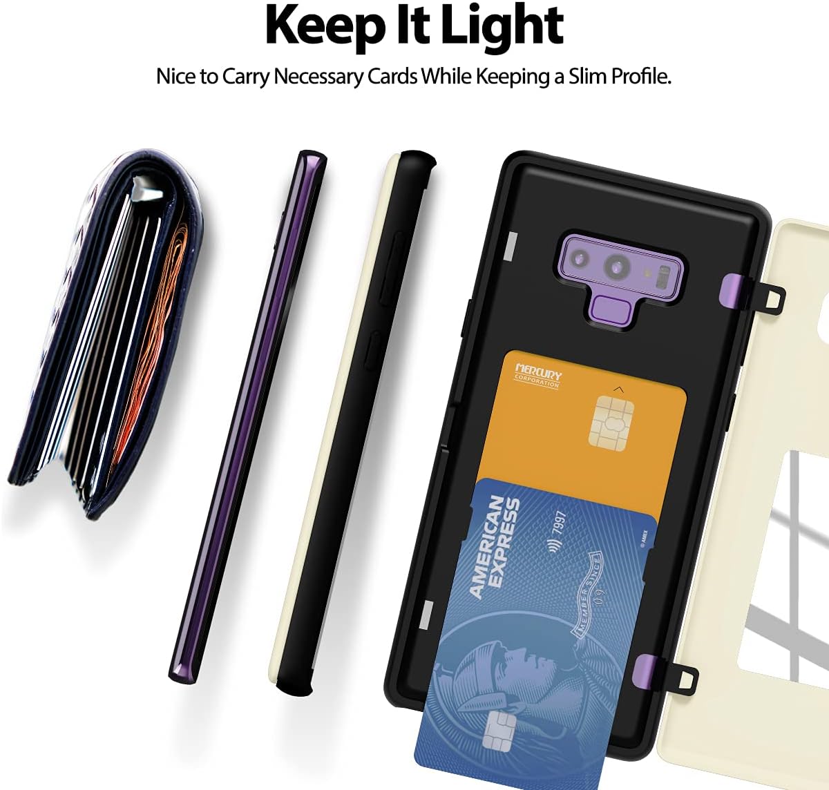 GOOSPERY Galaxy Note 9 Wallet Case, Card Holder, Protective Dual Layer Bumper Phone Case, White
