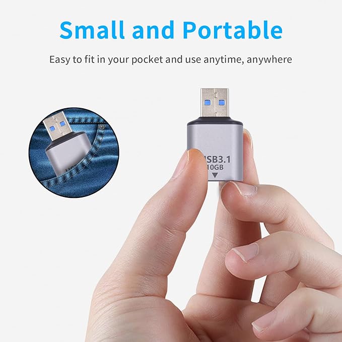 Poyiccot 10Gbps USB C to USB Adapter 3.1 Gen 2, (1-Pack) USB C Female to USB Male Adapter Double-Sided SuperSpeed Data Sync & ChargingOTG Converter Connector for Laptop, PC, Power Bank