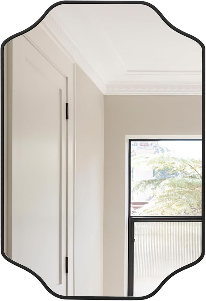 CULER Black Bathroom Wall Mirror,20 x 30 Inch Rectangle Vanity Modern Tempered Glass Mirror for Bedroom,Living Room,Entryway