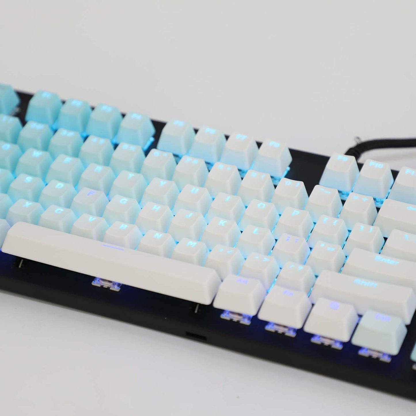 YMDK Double Shot 104 Dyed PBT Keyset for Cherry MX Switches Mechanical Keyboard, Blue White Gradient (Only Keycap)