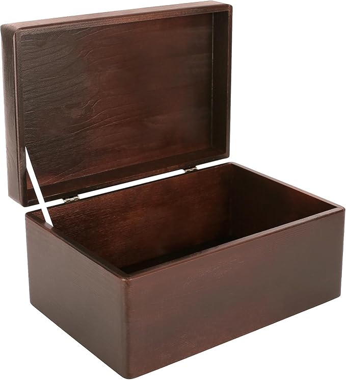 Large Brown Wooden Box Storage with Hinged Lid | 11.8 x 7.87 x 5.51 inches (+-0.5) | Gift Box Kitchen Storage | Product NOT Intended for 15 Years OR Below