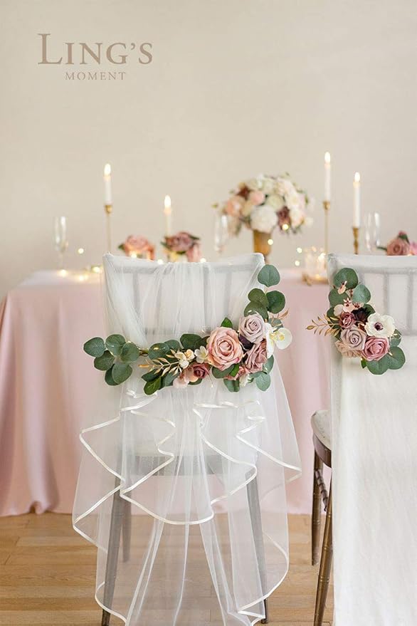 Ling's moment Artificial Flowers Fake Silk Roses Faux Foam Flower Combo for DIY Wedding Bouquets Centerpieces Arrangements Bridal Shower Party Home Decorations, Dusty Rose & Cinnamon Rose, 26pcs