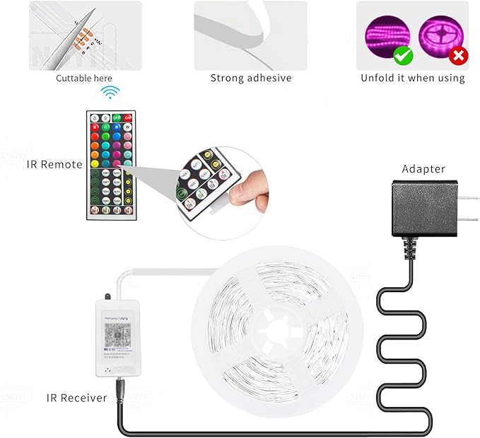 KSIPZE Led Lights for Bedroom 50ft Led Strip Lights with Remote RGB Color Changing Music Sync Bluetooth Smart App Control for Room Bedroom Lighting Flexible Home Décor