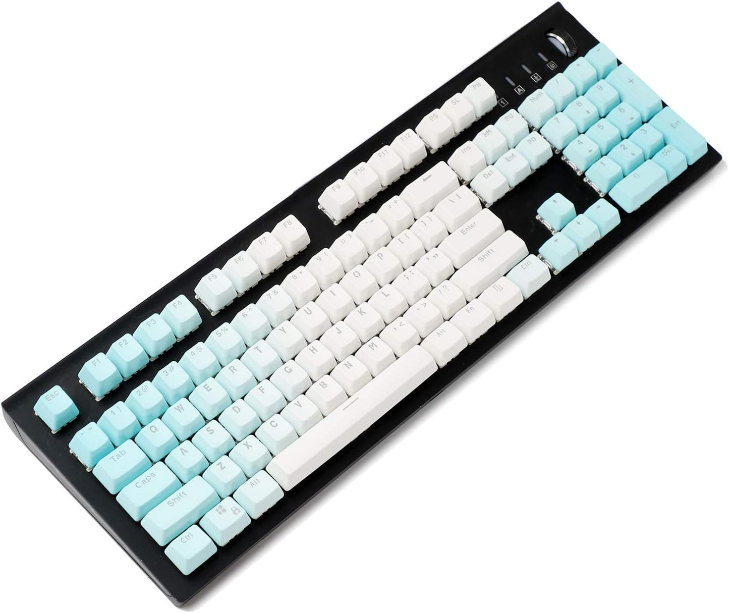 YMDK Double Shot 104 Dyed PBT Keyset for Cherry MX Switches Mechanical Keyboard, Blue White Gradient (Only Keycap)