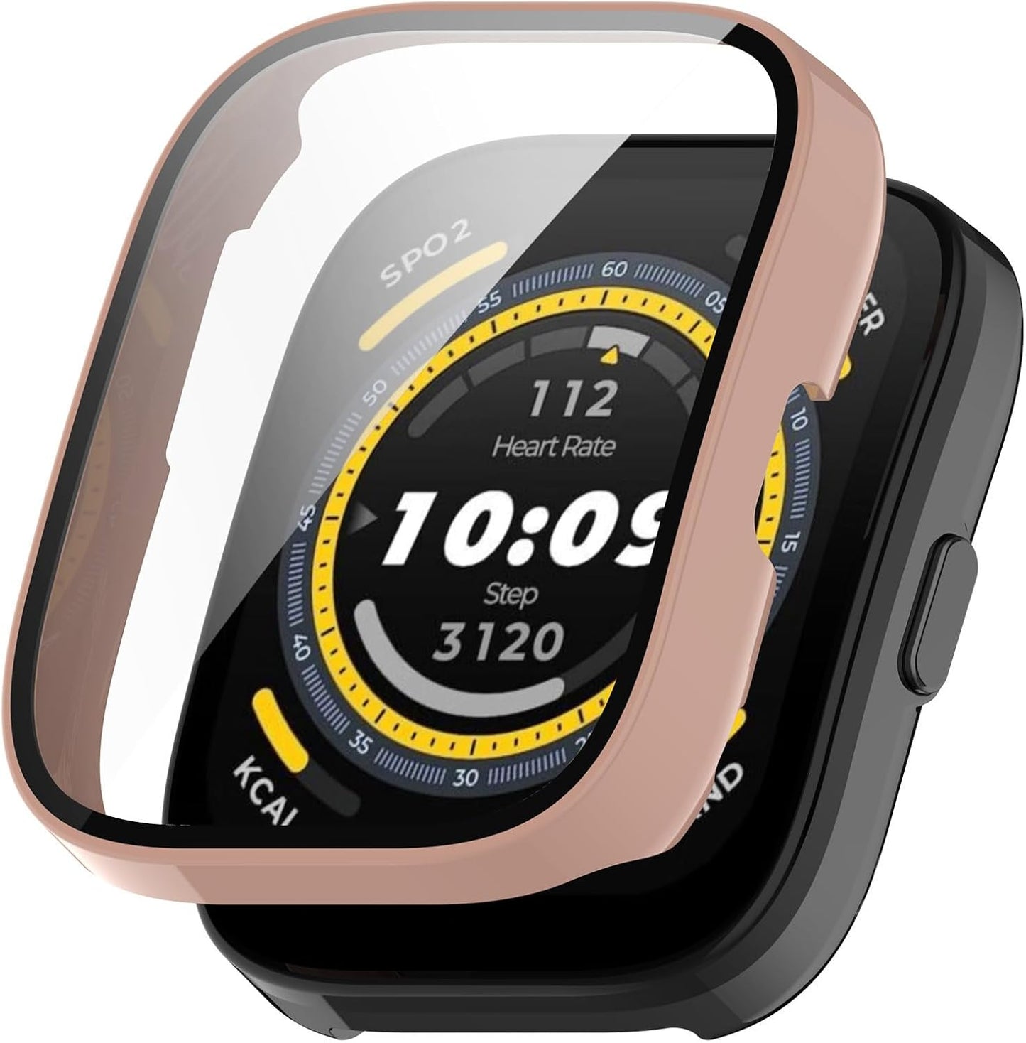 Protective Case for Amazfit Bip 5, All-Around Tempered Glass Bumper Full Cover Shell, 3 Pack C