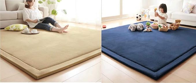Baby Play Mat, V-mix Handmade Weaving Plush Foam Play Crawling Rugs for Baby, Toddler, Children, Yoga Mat, Exercise Mat Cushy-Soft & Thick Hypoallergenic, Non-Toxic, Reversible