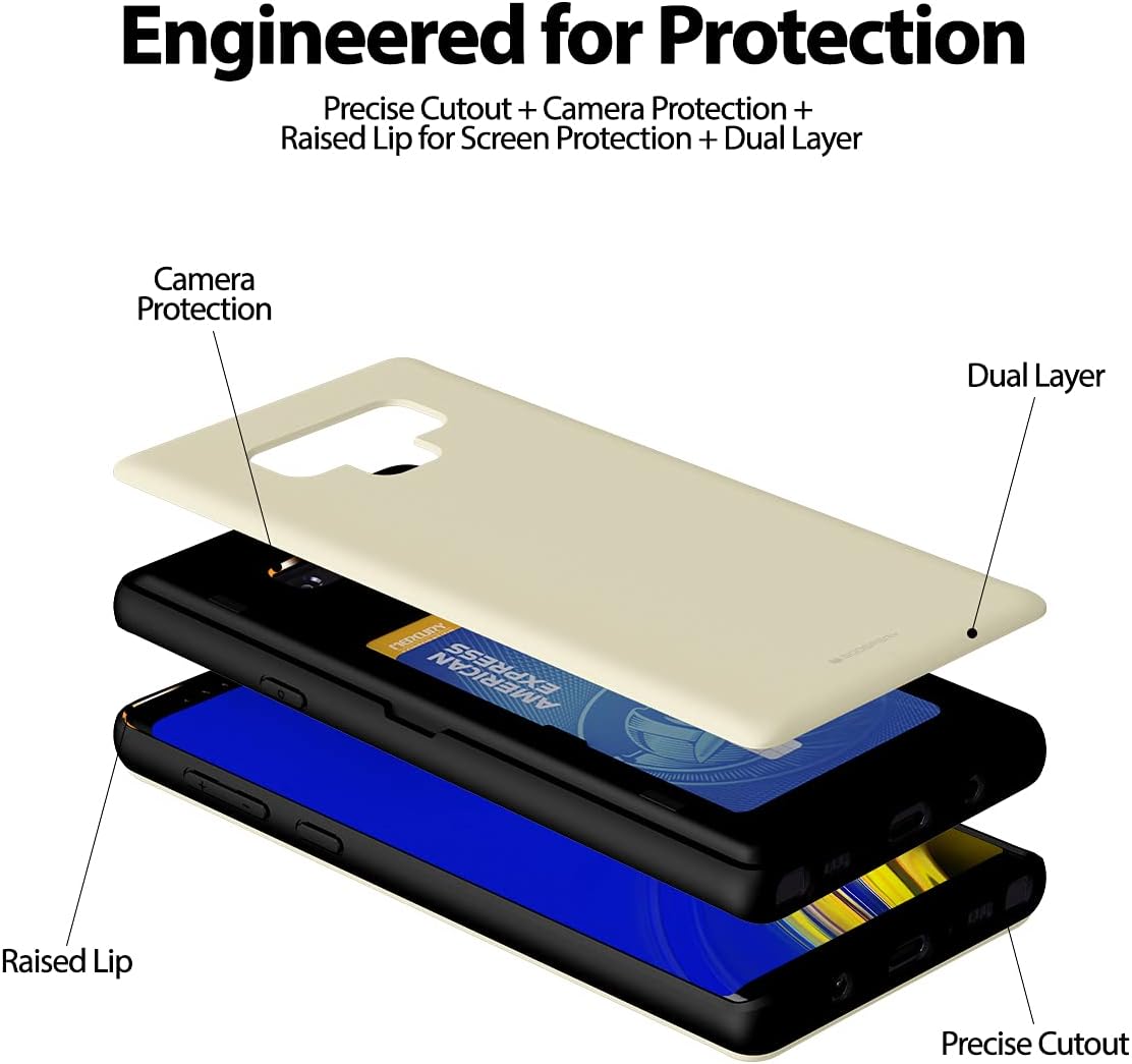 GOOSPERY Galaxy Note 9 Wallet Case, Card Holder, Protective Dual Layer Bumper Phone Case, White