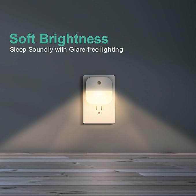6 Pack Night Light Plug in, Warm White LED Nightlights with Smart Dusk to Dawn Sensor, Plug into Wall Nightlights Suitable for Bedroom, Bathroom, Hallway, Kitchen, Stairs, Kids, Adults, Kids Room