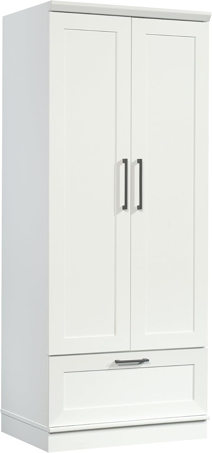 Sauder HomePlus Wardrobe/Storage Cabinet, Spacious Hidden Storage, Wardrobe Armoire, 29.1x20.9x71.2 - Soft White Finish