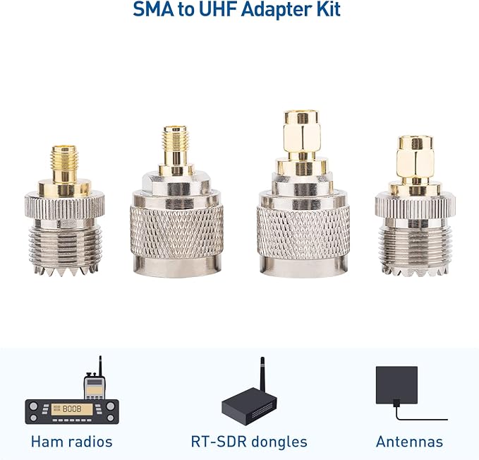 Cable Matters 4-Pack SMA to UHF Adapter Kit, SMA to UHF Gender Changer and Connector Adapter Kit