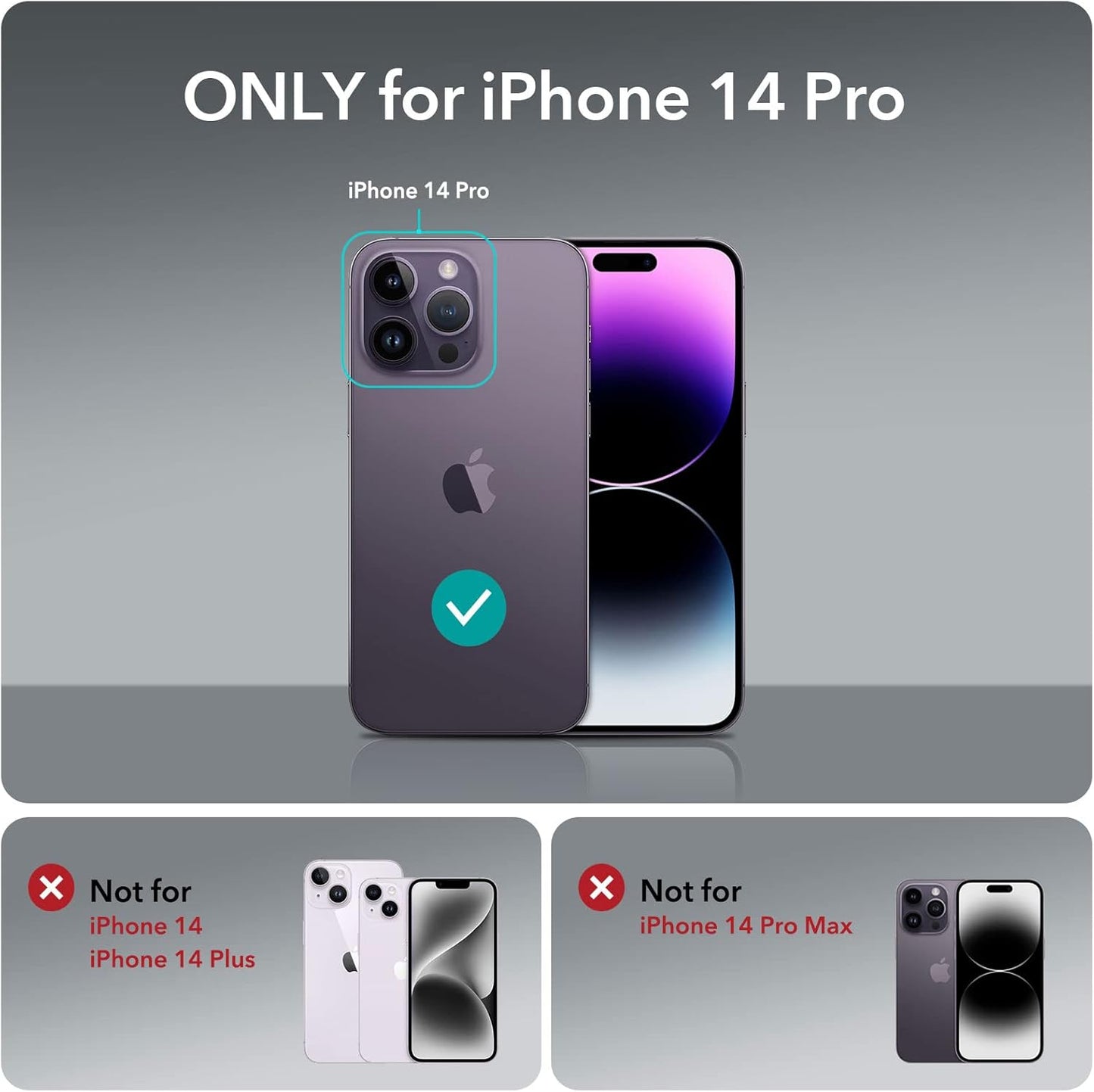 ESR iPhone 14 Pro Case, Black, 3 Stand Modes, Military-Grade Drop Protection, Slim Back Cover with Stand