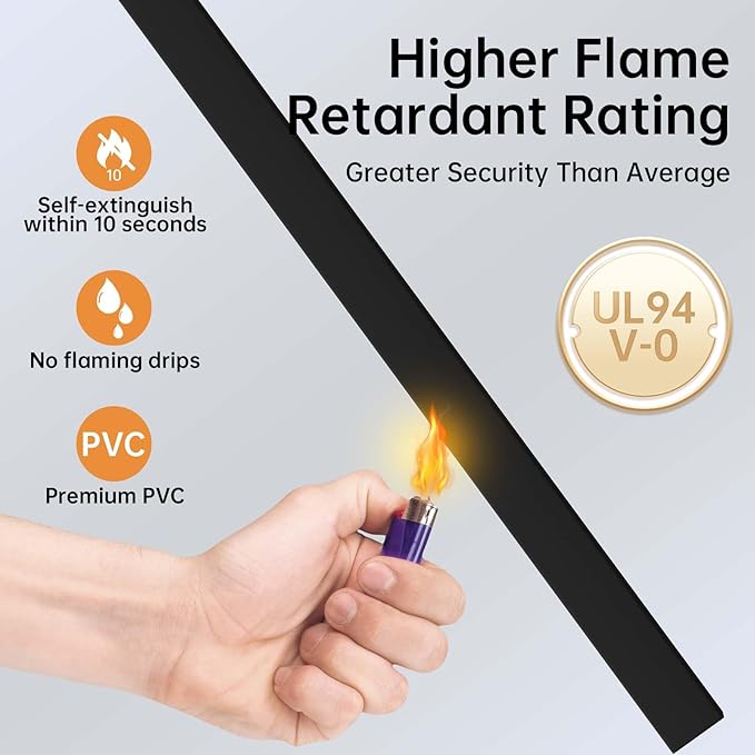 Delamu 236in Cord Hider, One-Wire Cord Covers for Wires on Wall, Easy-to-Install Cable Hiders for Mounted Tv, Cable Management Kit, Cable Raceways, W0.59 H0.4in, Black