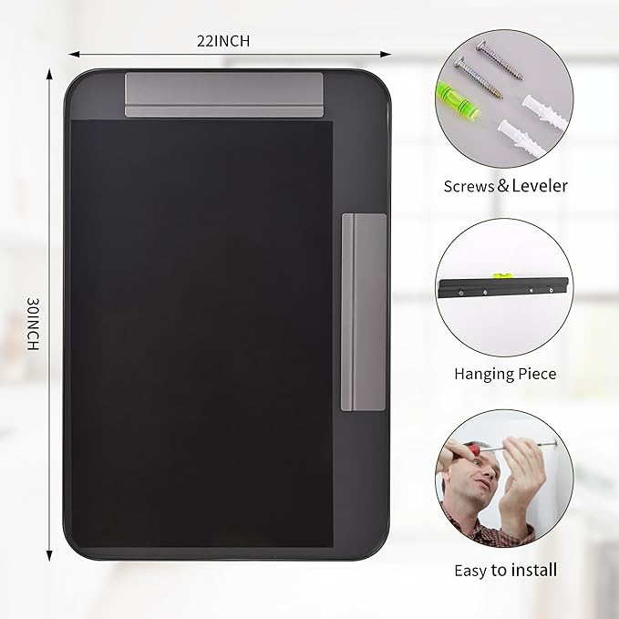 Suidia Bathroom Mirror, 30" x 22" Wall Mirror Metal Framed, Bathroom Vanity Mirror for Living Room Bedroom Bathroom Entryway, Black, Rounded Corner Style