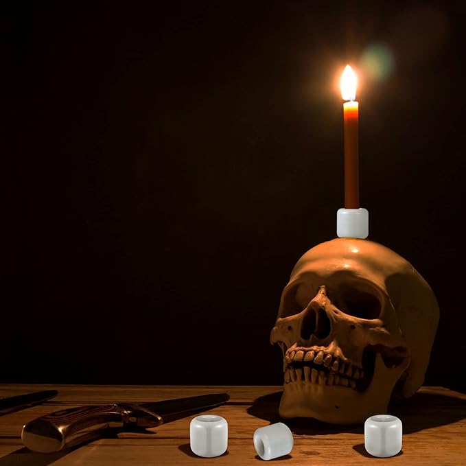 Suclain 20 Pieces 0.7 Inch Chime Candle Holder Small Candle Holders Ceramic Holder for Rituals, Spells, Vigil, Altar, Witchcraft, Wiccan Supplies(White)