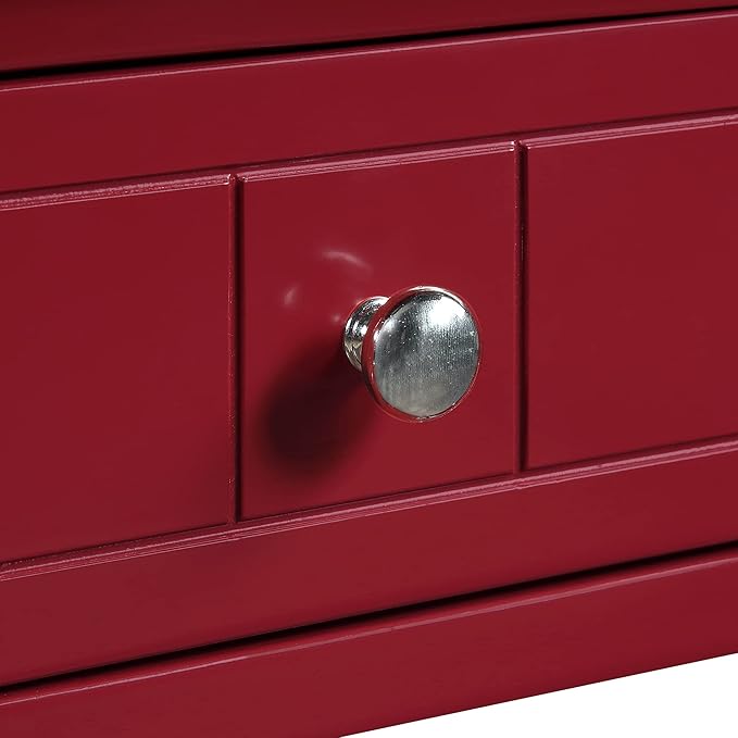 Convenience Concepts French Country Khloe 1 Drawer Accent End Table 14" - Traditional Farmhouse Side Table with Storage Drawer and Shelf for Living Room, Cranberry Red