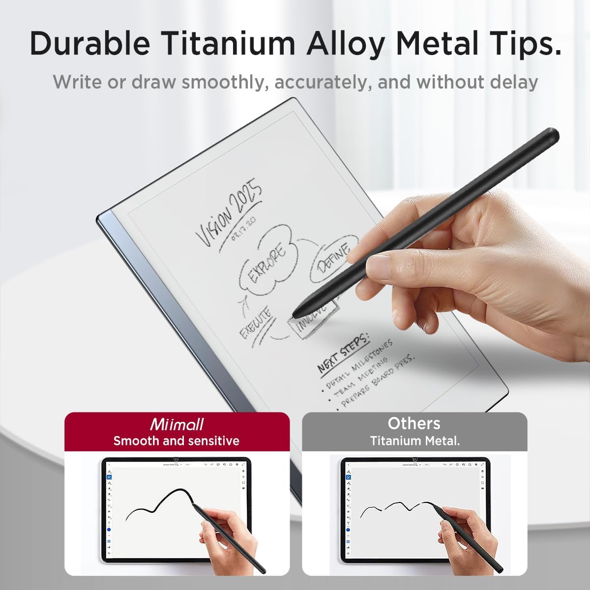 Miimall Pen Tips for Remarkable 2 Paper Tablet Pen, Metal Replacement with 2 Tips/Nibs & 1 Tweezer - Silvery