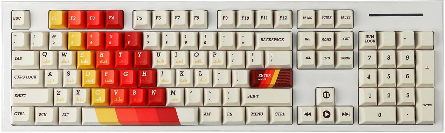 YMDK 1970 Music Cherry Profile 131 Keys Dye Sublimation Thick PBT Keycap for MX Mechanical Keyboards 61 68 84 87 96 104