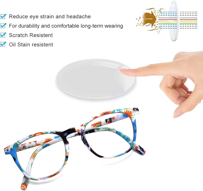 Henotin 3-Pack Blue Light Blocking Reading Glasses,Spring Hinge Computer Readers for Men Women,Anti UV Ray Filter Eyeglasses (readers for women, 1.25)