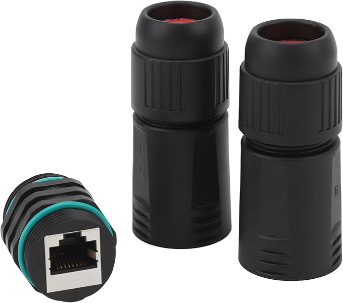Network Cable Extension Adapter for Industrial Outdoor IP68 Network Docking Connector, RJ45 Female to Female with Kit CAT6.