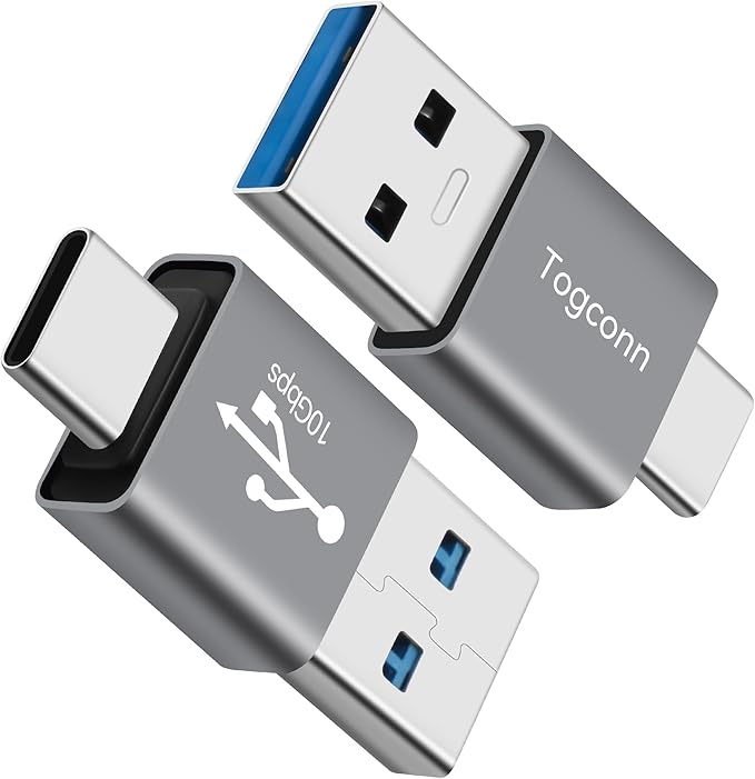 USB to USB C Adapter 2Pack, Type-C Male to USB Type-A Male Converter Connector,Support 3A Charge & 10Gbps Data Transfer Compatible with Phones, Computers, Tablet, Laptop and More