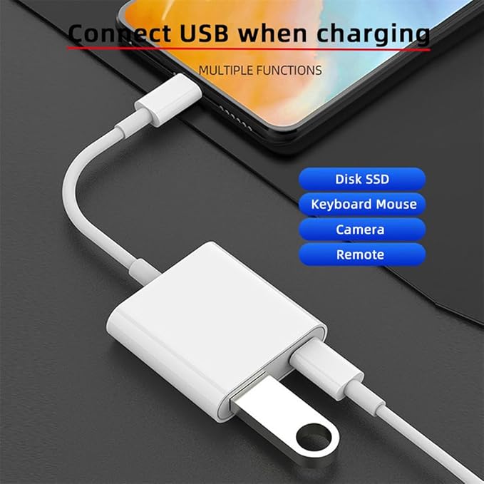 NFHK Type C USB-C to Standard Type-A USB3.0 Female with PD Power Charge Adapter Compatible with MacBook Laptop Tablet Phone