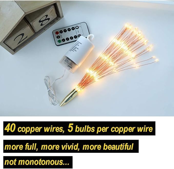 200LED Hanging Sphere Lights, Battery Operated Starburst Lights, 8 Modes Dimmable Remote Control, Waterproof Copper Wire Fairy Light for Indoor Outdoor Christmas Decor (Warm White)