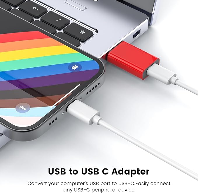 MOSWAG USB to USB C Adapter, USB C Female to USB Male Adapter Compatible with Apple MagSafe Watch 9/8/7/SE/Ultra, for iPhone 15 14 13 12 Mini Pro Max,iPad,Galaxy Note,Pixel,CarPlay,Wall Plug