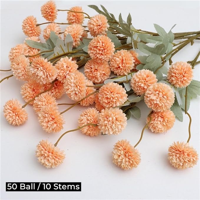 Artificial Flowers for Vases 20.5 Inch 10 Stems， Silk Dried Fake Mums Bouquet Indoor Faux Floral Arrangements for Decoration (Yellow)