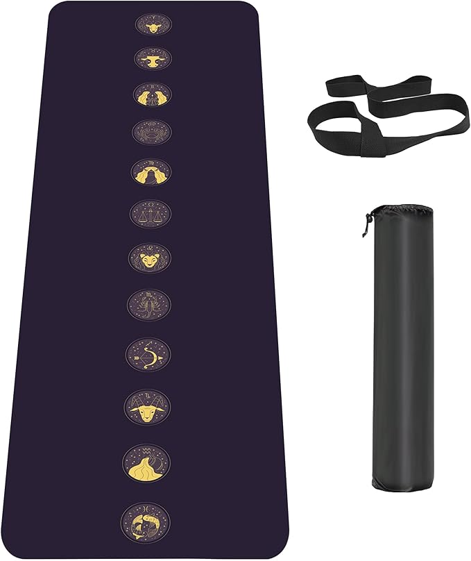 Non Slip Yoga Mat TPE Workout Mat for Men Women, Thick Workout Mat with Carrying Strap, Fitness Mats for Exercise, Yoga, Fitness, Pilates, Floor Workouts (72" x 24" x 6mm)