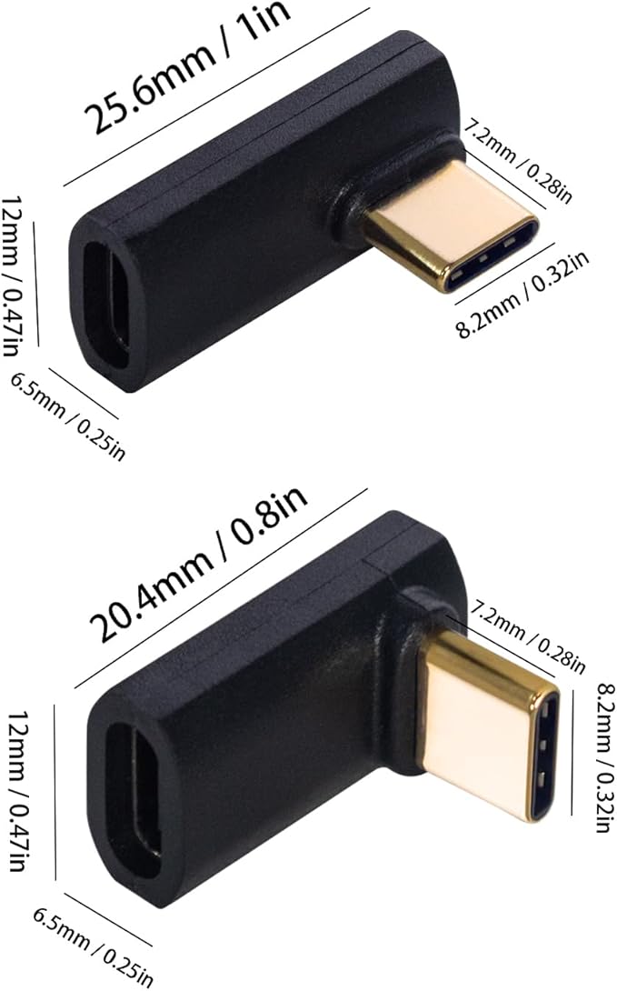 Duttek 90 Degree USB C Adapter, USB C Female to Female Adapter 240W PD, 40Gbps,8K@60Hz Support Thunderbolt 4 Cable for Steam Deck, Laptop, MacBook, iPhone 4 Pack