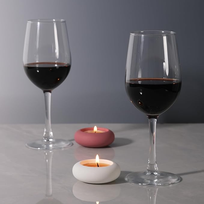 Handmade Decorative Pebble Tealight Candle Holders Set of 8 - Handcrafted Home Decor Accent for Calming Earthy Aesthetic White Cement Diameter 2.6 inches