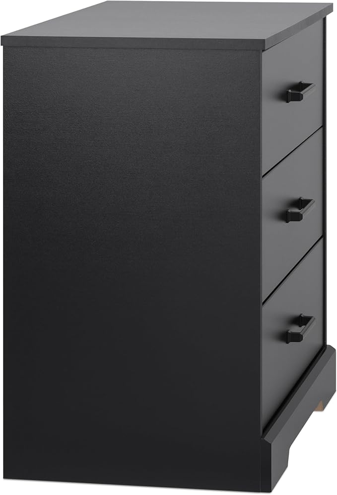 Prepac Rustic Ridge Farmhouse Nightstand Bedside Table, Black Nightstand for Bedroom, End Table with 3 Drawers 16.25"D x 27.5"W x 26.75"H