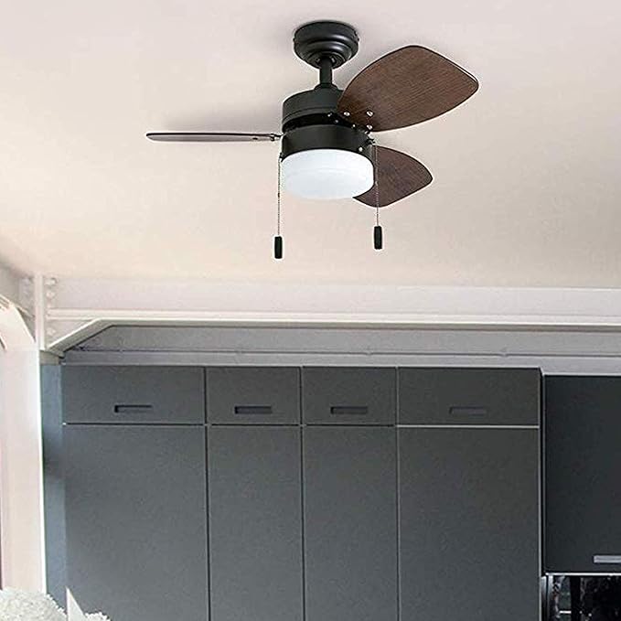 Honeywell Ceiling Fans Ocean Breeze Modern 30 Inch Ceiling Fan with Light, Pull Chain LED Indoor Fan with 3 Blades, Dark Brown Chestnut and Light Oak Blade Finish Options, Bronze (50602-01)