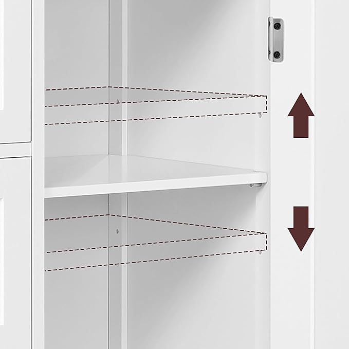 Yaheetech Wooden Floor Cabinet, Side Storage Organizer with 4 Drawers and 1 Cupboard, Freestanding Entryway Storage Unit Console Table, Bathroom Furniture Home Decor, White