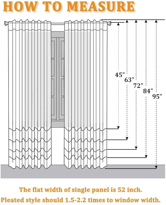 RYB HOME White Curtains & Drapes - Linen Textured Semi Sheer Curtains Privacy Panels for Living Room Bedroom Dining Patio Door Large Window Decor, W 70 x L 108, 2 Pcs